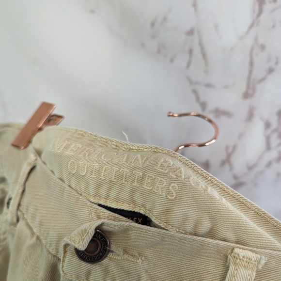 American Eagle Outfitters Pants Mens 36x30 Khaki Denim Slim Straight Jeans - Picture 10 of 13